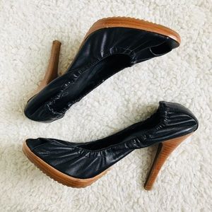Aldo Elastic Leather Wooden Heels